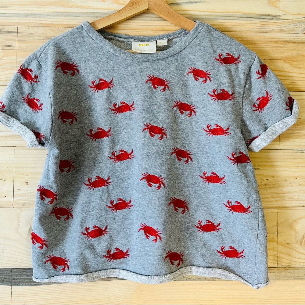 MAEVE Gray Tee with Red Crab Design